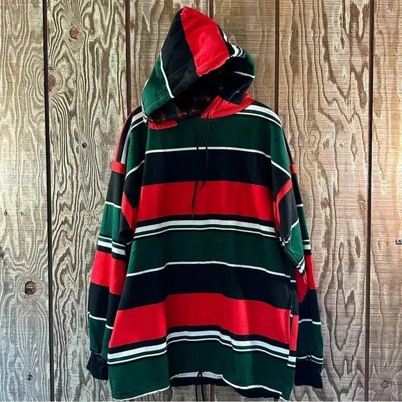 Vintage 90’s Blank Striped Hoodie NWOT Gucci Colors Sz XL Made in USA - Picture 1 of 3